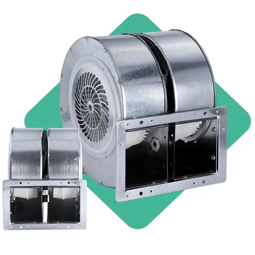 Electric motor with metal turbo cover (2120)