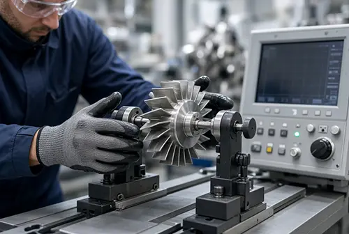 Precision dynamic balancing on an OEM blower ensuring batch consistency