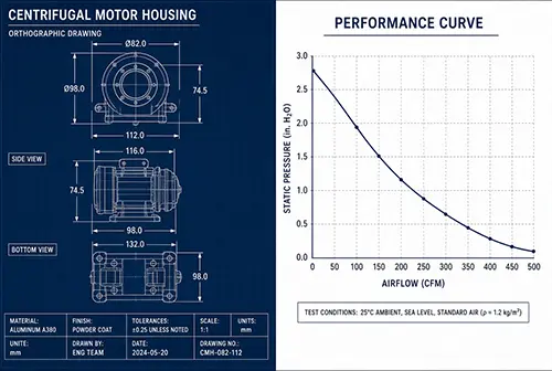 Dimensional CAD files and aerodynamic curves for OEM blower integration