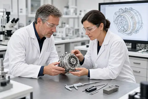 OEM engineers validating a custom range hood motor prototype