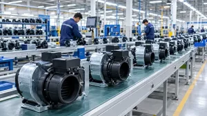 Bulk production of range hood motors on an automated assembly line