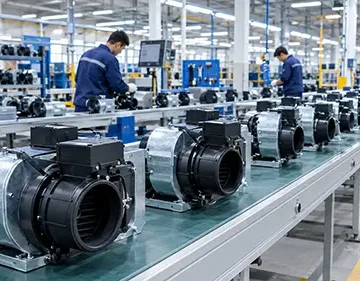 Bulk production of range hood motors on an automated assembly line