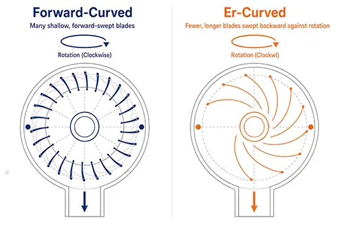 Forward vs backward curved centrifugal fans for range hoods